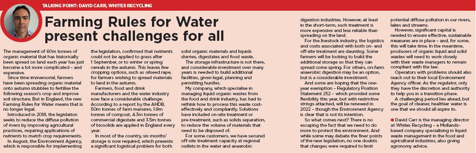 Snippet of Farmers Weekly Talking Point article with David Carr, Whites Recycling